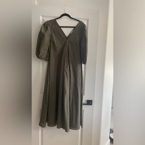 GANNI seersucker puff sleeve dress